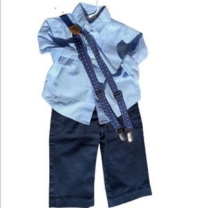 Button Down Suspender Baby Outfit